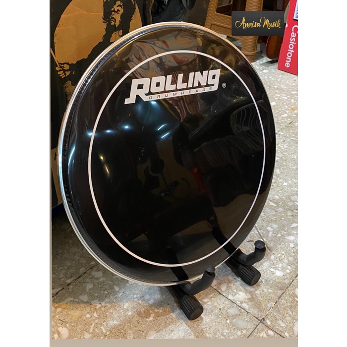 Terlaris Head Bass Drum Rolling 22" Hitam, Membran Mika, Kulit Bass Drum, Kick