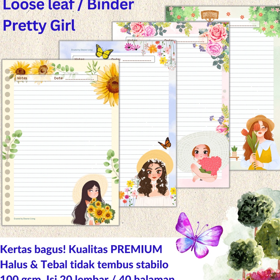 

Harga Murah➱ PRETTY GIRL - Loose leaf Isi Kertas File binder A5/B5 Tebal / Refill Map Binder / Line Grid Dotted Blank Garis Kotak Titik Polos \ Color Warna Lucu /CHESTER LIVING M40 ➢