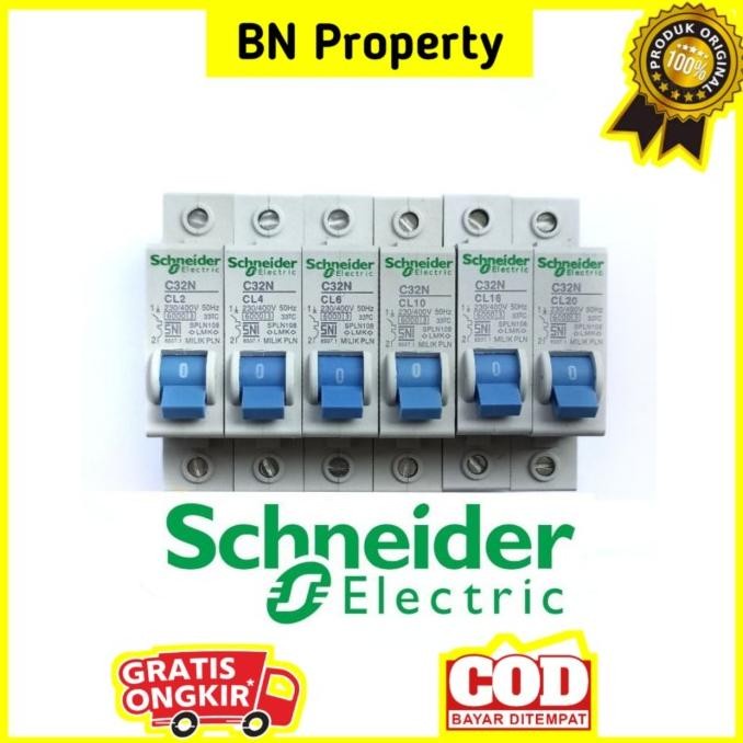 Terlaris Ori Mcb Schneider 2 4 6 10 16 20 25 35 Ampere Saklar Listrik Biru