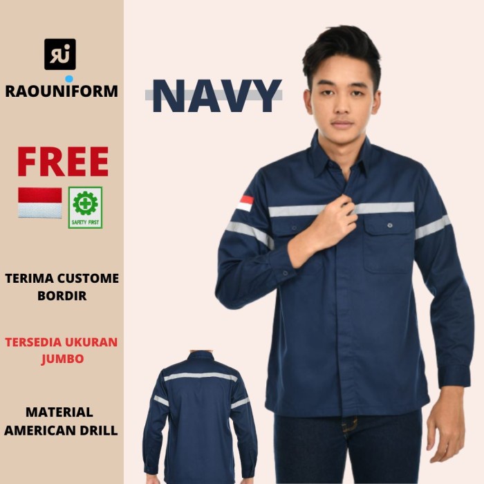 Terlaris Seragam Proyek/Baju Seragam Kerja/Kemeja Safety/Baju Custom Bordir