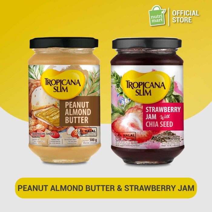 

Tropicana Slim Peanut Almond Butter Spread 300gr & Strawberry Jam 375g