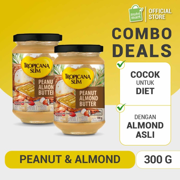 

Twin Pack - Tropicana Slim Peanut Almond Butter Spread 300 gram