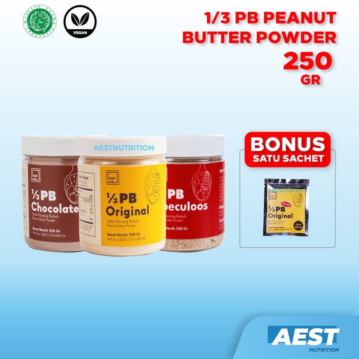 

Lean Lab 1/3 PB Selai Kacang Bubuk 250 gr Peanut Butter Powder