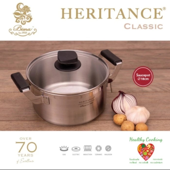 Sauce Pot Bima Heritance Classic W/Glass Lid / Panci Bima Stainless