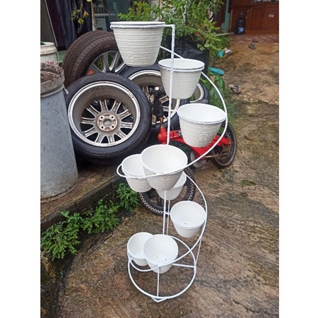 Tinggi 118 Cm / Rak Pot Taman Melingkar / Pot Standing Besi