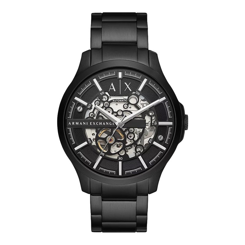 Jam Tangan Pria Armani Exchange AX2418 Automatic Skeleton Black Dial Stainless Steel Strap