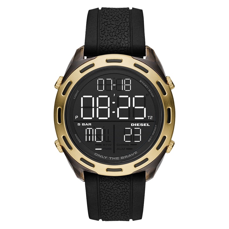 Jam Tangan Pria Diesel Crusher DZ1901 Digital Dial Hitam dengan Strap Silikon