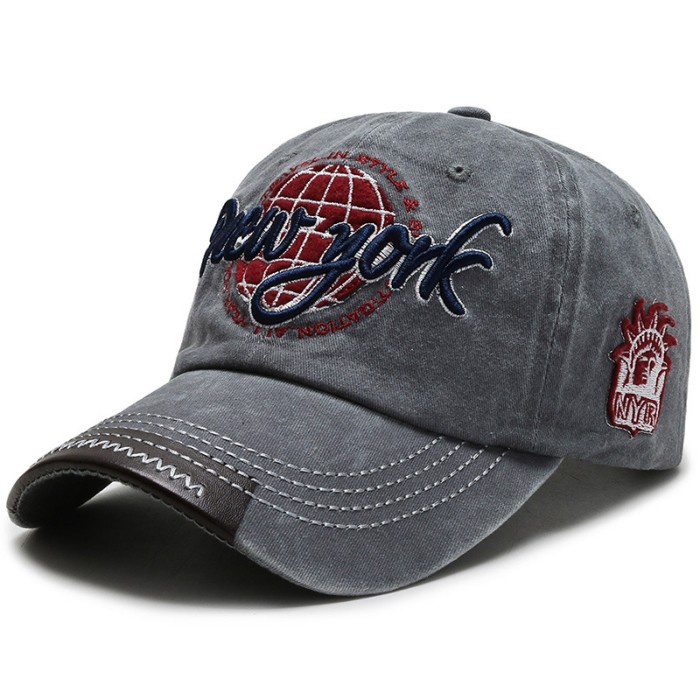 topi Baseball cap : NEW YORK GLOBE - Topi Baseball Topi Pria Topi Wanita - GRAY(R3A6) topi pria orig