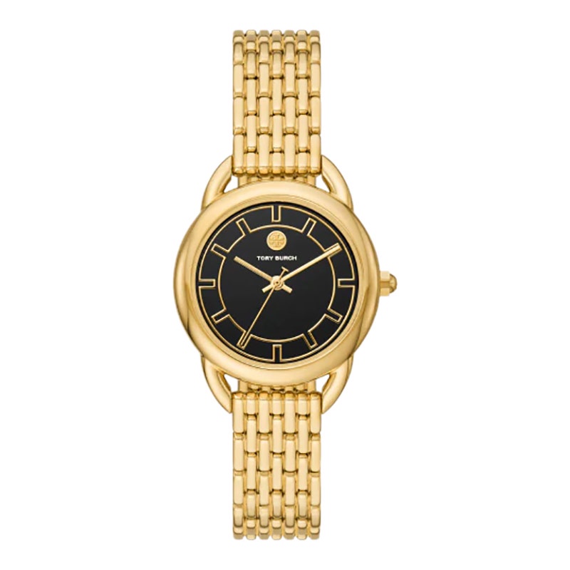 Tory Burch Ravello TBW7213 Ladies Black Dial Gold Stainless Steel Strap