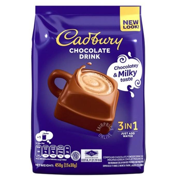 

Cadburry 3in 1 hot chocolate drink.