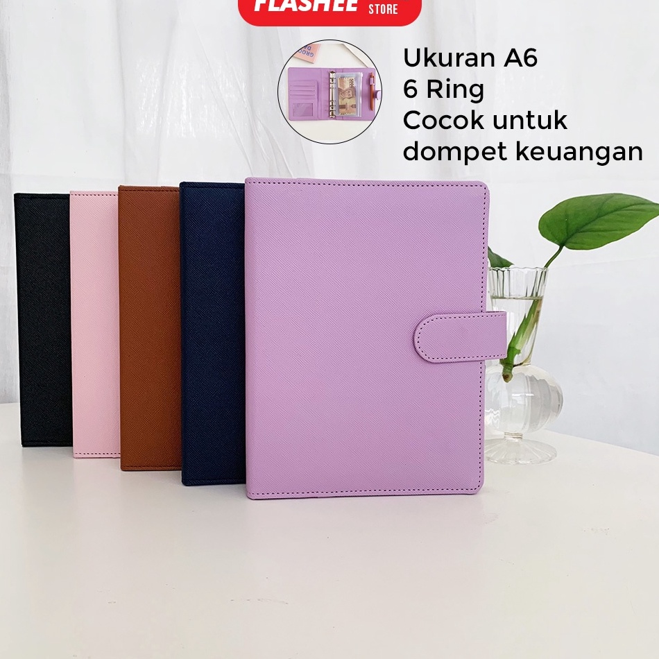 

BFT-70 Binder Polos A6 6 Ring Eksklusif Flashee Agenda A6 Polos Binder Berkualitas Dompet Keuangan 0YZ