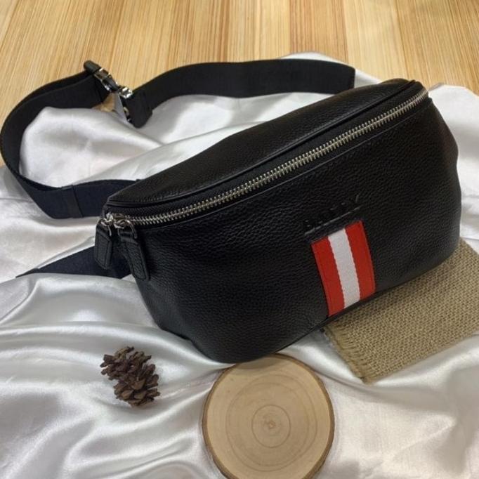 Tas Bally Waistbag Kulit List Logo Bodybag Pria Import Slingbag Mistake.Hours