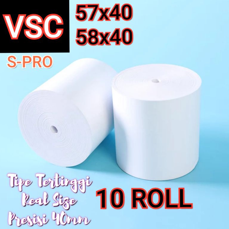 

Promo Terpopuler 10 ROLL VSC KERTAS STRUK KASIR 57x40 58X40 PPOB THERMAL POS RECEIPT MOBILE PRINTER 58MM Always