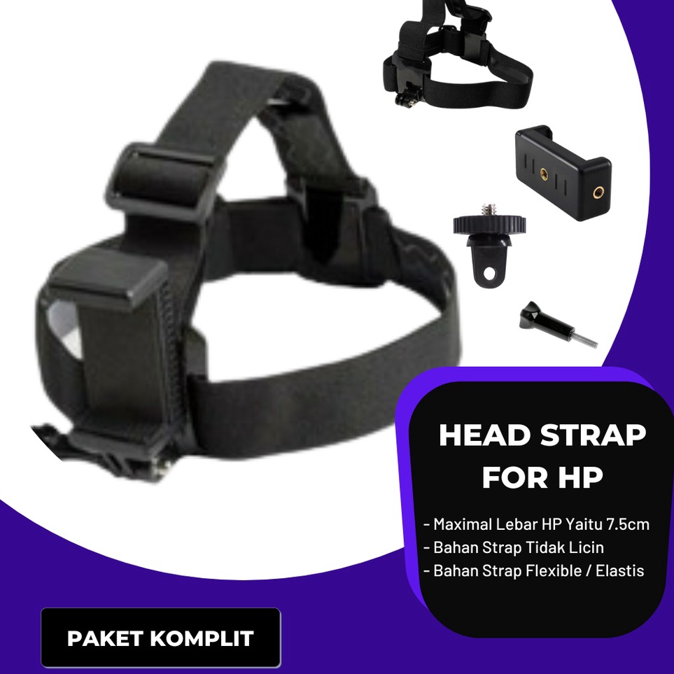 ✥Best Terlaris✫ Z9D0E Head Strap HP Tali Kepala Belt Mounting Vlog For Handphone / Smartphone / Acti