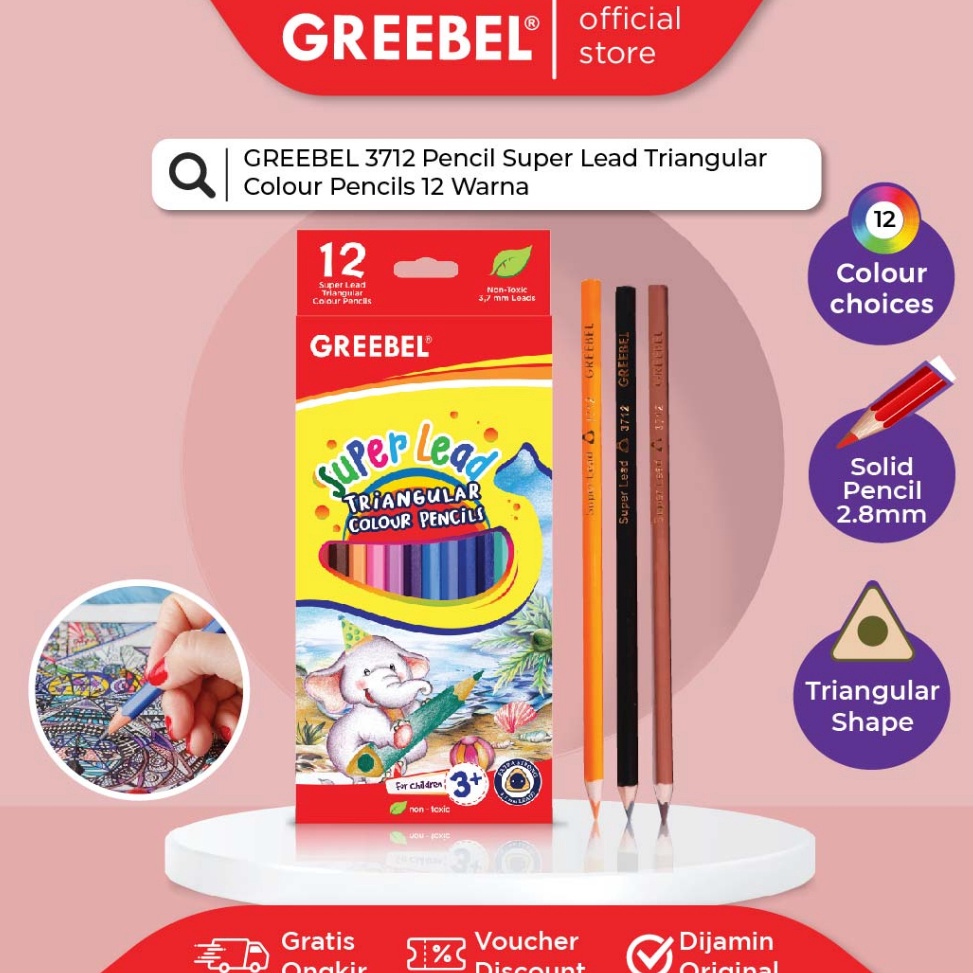 

➥Best Seller✯← GREEBEL Pensil Warna 3712 SUPER LEAD (ISI 12) /Coloring/Color/Colour Pencils Cerah tidak beracun utk mewarnai anak V93