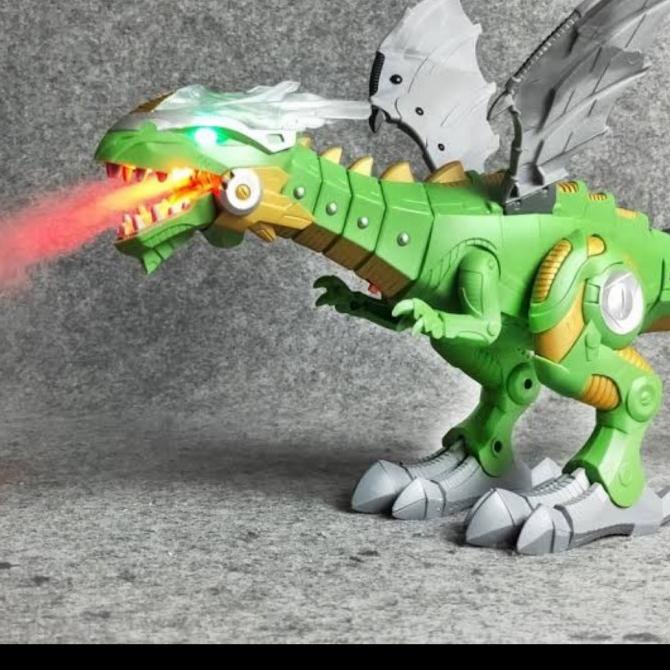 Mainan Robot Dino Dinosaurus Naga Bisa Keluar Asap Nyala Lampu