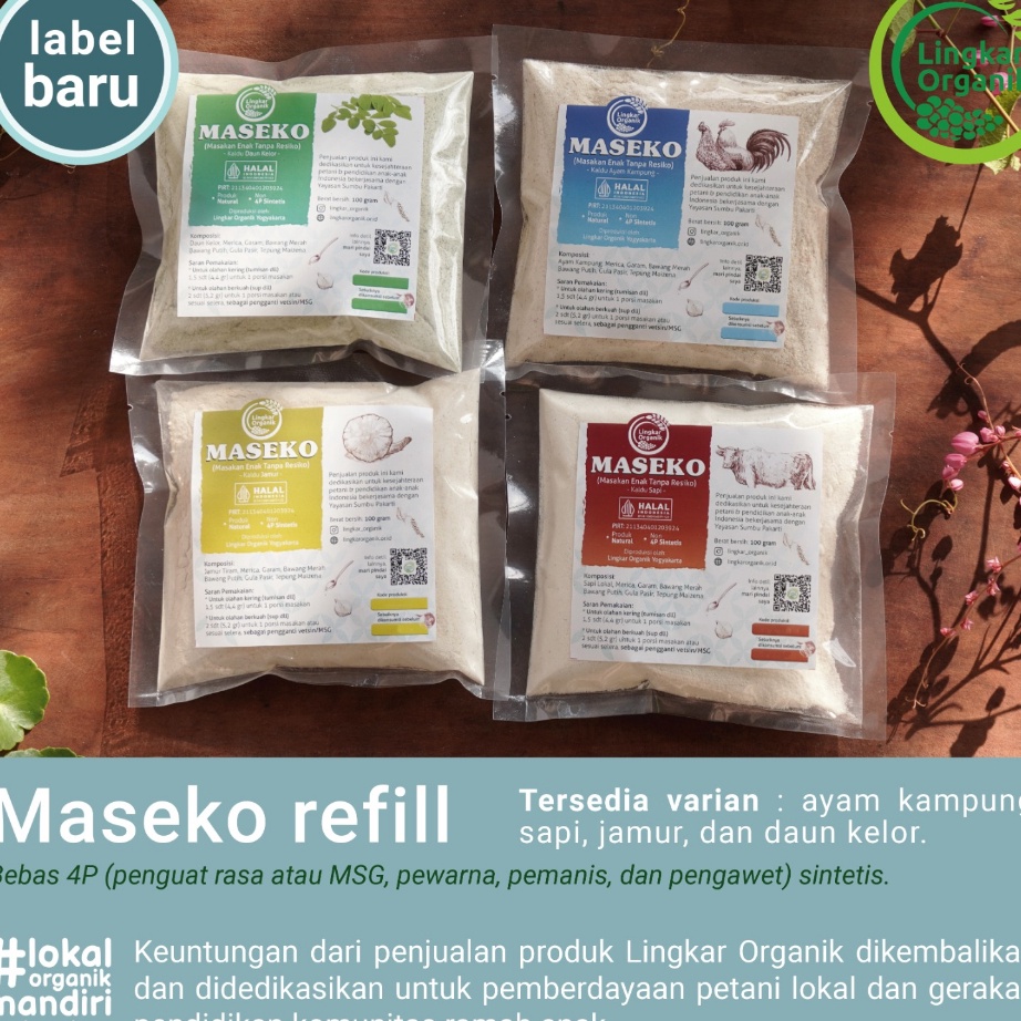 ➩Laris✻ Maseko Kaldu Organik BOTOL & REFILL 100gr Non MSG Lingkar Organik Makanan MPASI Bayi / MPASI