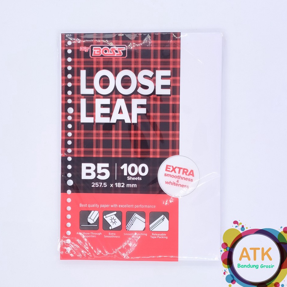

✿Terlaris⁂ Loose Leaf Polos Big Boss B5 100 Lembar Refill Kertas Binder Plain P44 ✱