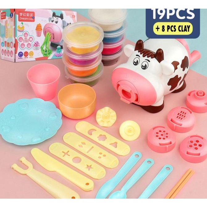Dream Clay Mainan Anak Tanah Liat Plastisin Play Doh Bentuk Sapi 19 pc