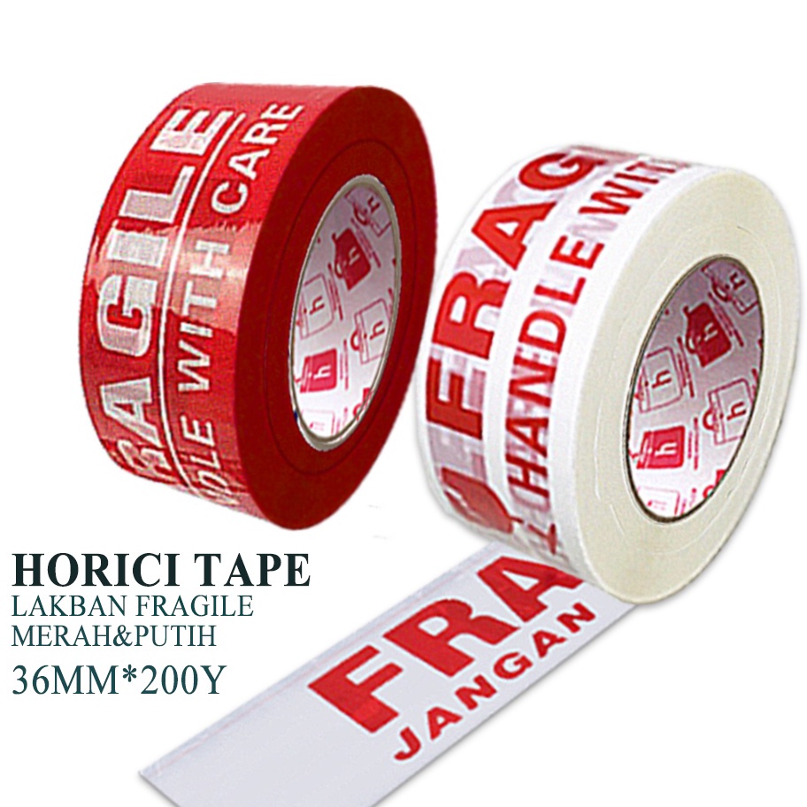 

MurMer HORICI TAPE 36mm x 200Y lakban Fragile Jangan di banting Isolasi Mudah Pecah Belah Aneka varian termurah satuan HLD