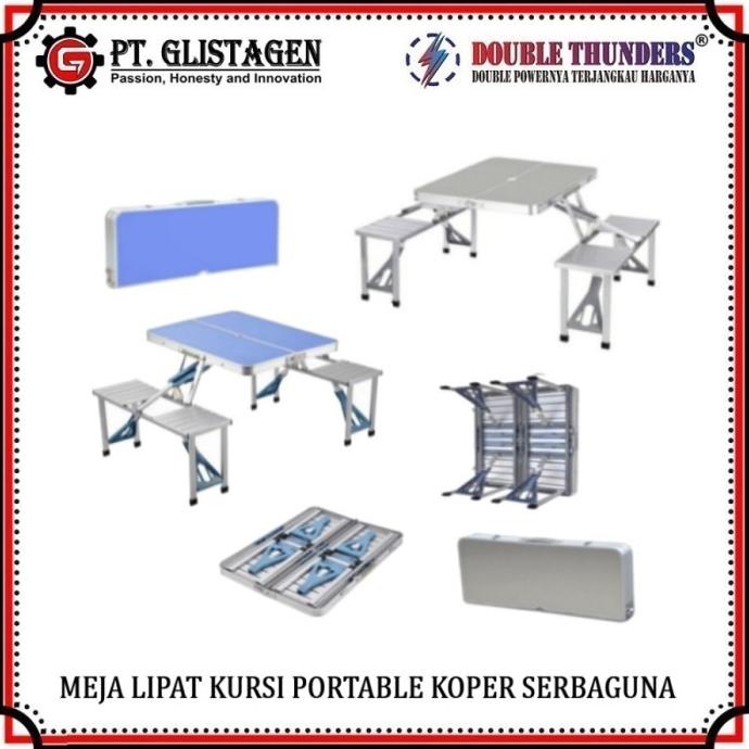 Terlaris Meja Kursi Lipat Piknik Aluminium Portable Koper Serbaguna Kaki Kotak