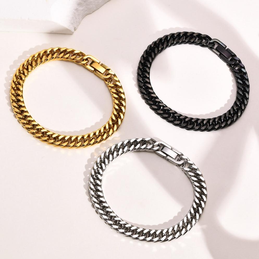 Sale Vnox Gelang Rantai Bahan Stainless Steel Warna Hitam Untuk Pria Promo Qny583