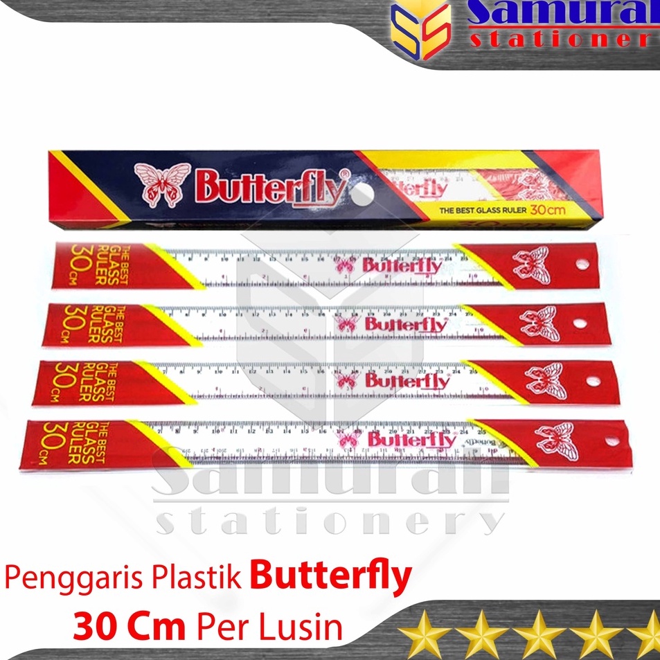 

✸Super Promo➨ Penggaris Plastik Buterfly 30 cm Per Lusin / Mika Glass Ruller ButterFly / Alat ukur panjang 30 centimeter 1 Pak Y36 ✶