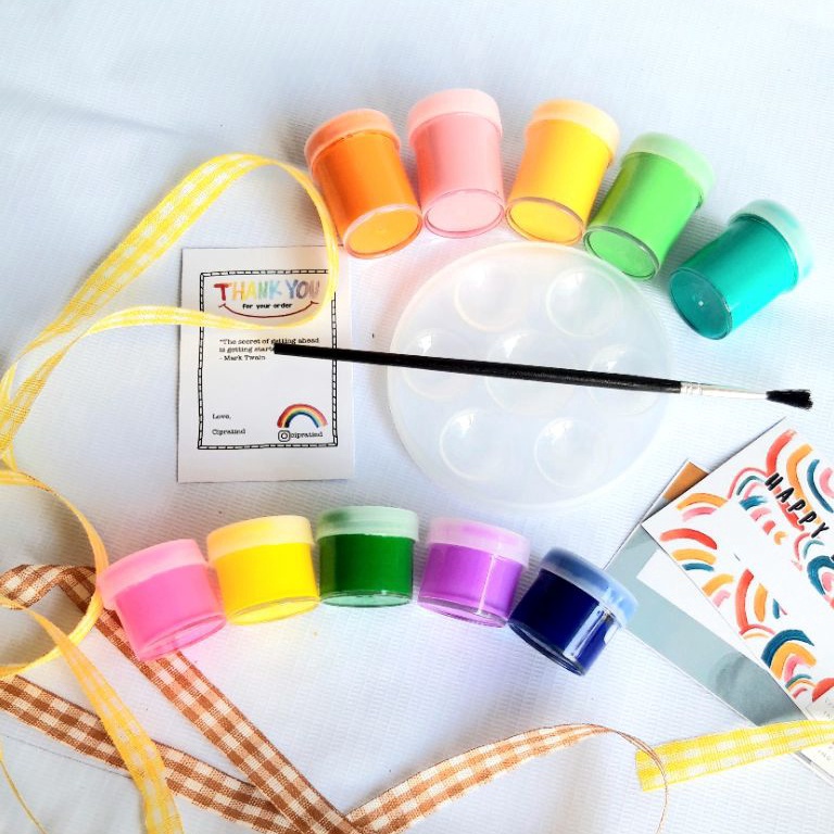 

Murah Meriah PAKET PEWARNA TEXTILE CAT AKRILIK KIT INCLUDE KUAS CAT PREMIUM BY CIPRATIND D80