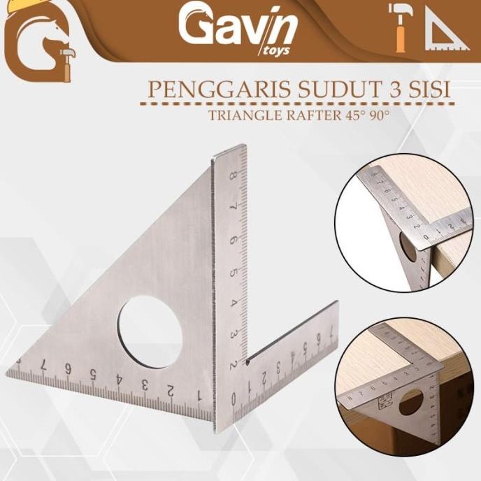 

Penggaris sudut 3 sisi Speed Square Tukang Woodworking Ruler Presisi