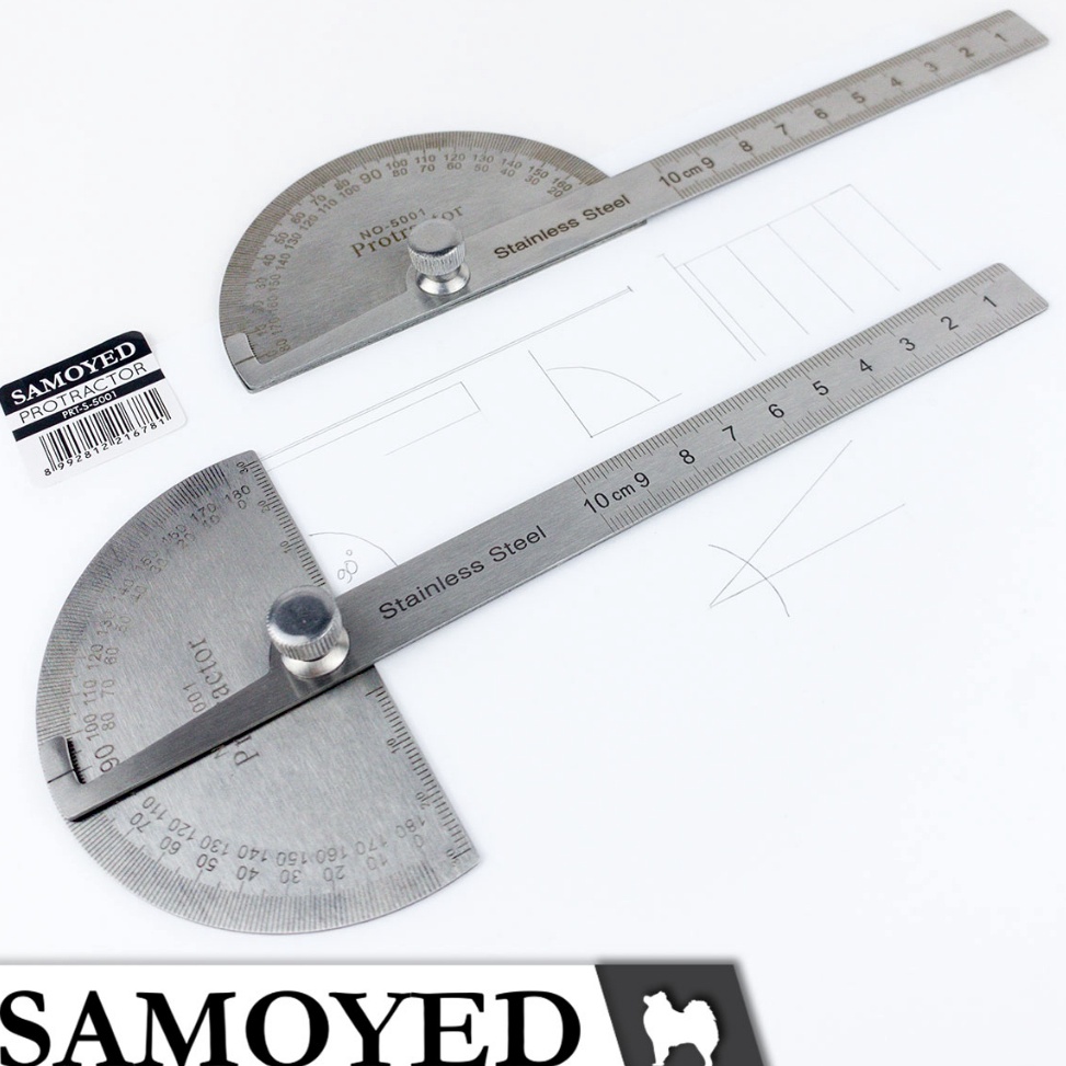 

New_Product Penggaris Busur Derajat / Sudut Besi / Stainless Steel Protractor / Angle Ruler / Finder 180 / Half Circle Samoyed PRT-S MPK