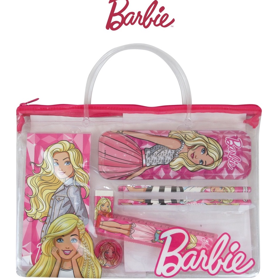 

➱Terlaku.☍ BARBIE Stationery Set Tas / Alat Tulis Set Ori / Penggaris / Pensil / Penghapus / Serutan / Notes / Karakter BB20013 K45 ➺