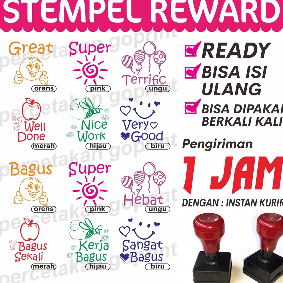 ★Harga Termurah➥ Stempel reward, stempel penilaian guru TK, Paud, SD lengkap 1 set inggris indonesia