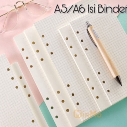 

ADR-66 [A5 A6 6 Holes] Isi Binder Ivory White / Dot Grid Line Blank ToDo Weekly Loose Leaf Kertas 200