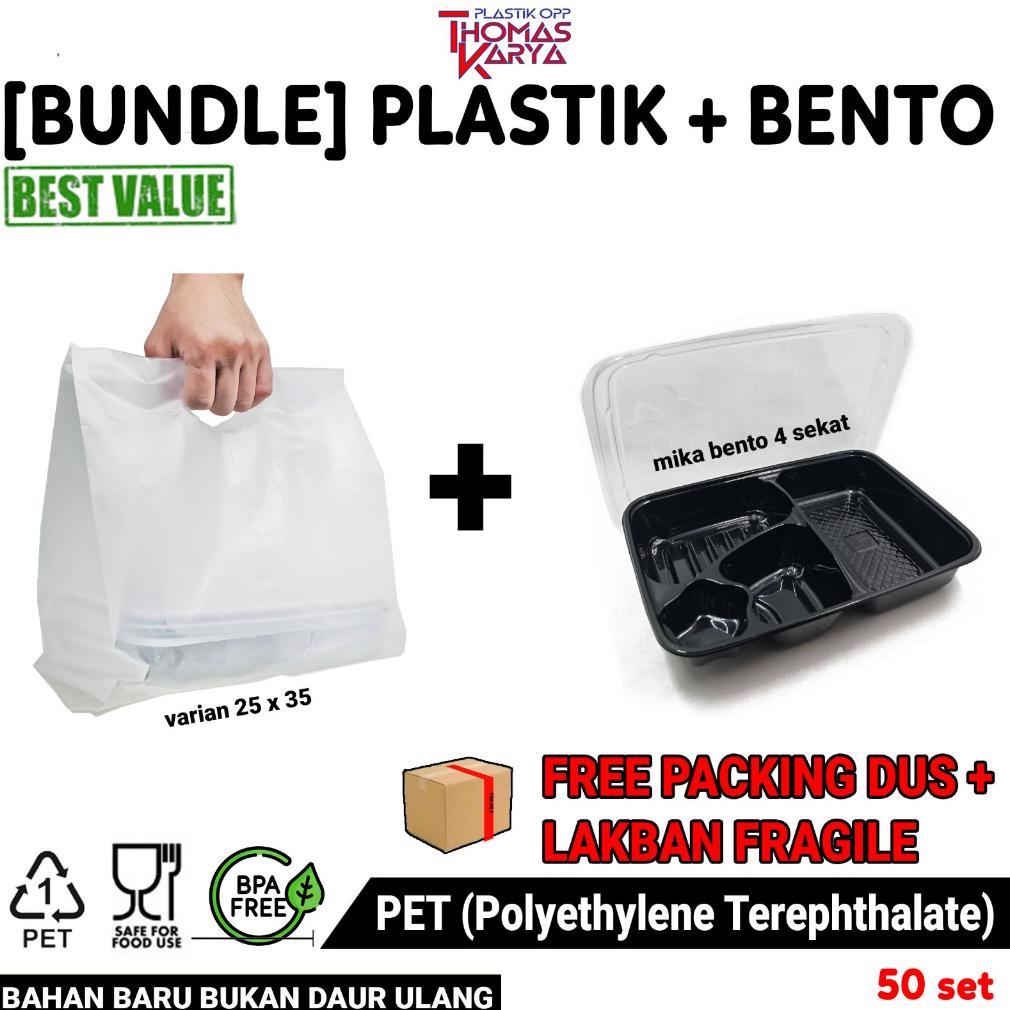 

CUCI GUDANG BUNDLE 50 SET KANTONG PLASTIK DOVE + MIKA BENTO SEKAT 4