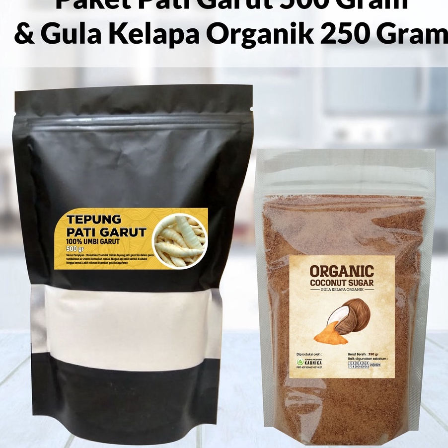 

SDTY7092 DISKON!!!!!!! Paket Hemat Pati Asam Lambung/Tepung Garut 500gr & Gula Semut Kelapa Organik 250gr