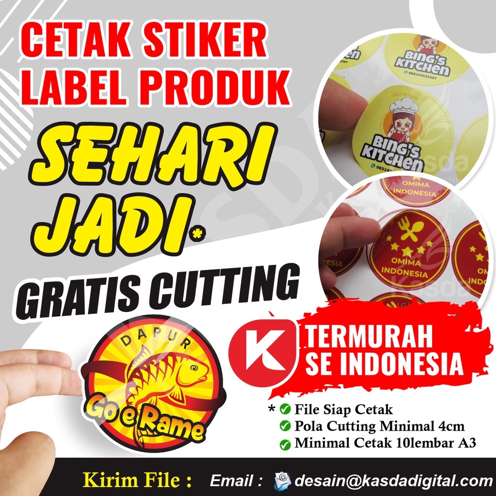 

Cetak Stiker Label Kemasan / Stiker makanan plus Cutting ukuran A3+ Free Design 52