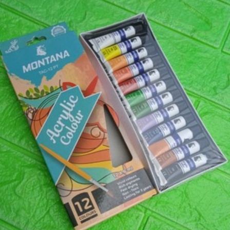 

→Stock Banyak➮ Cat Akrilik / Cat Acrylic Colour 12 Warna / Cat Lukis Kanvas I48 ➙