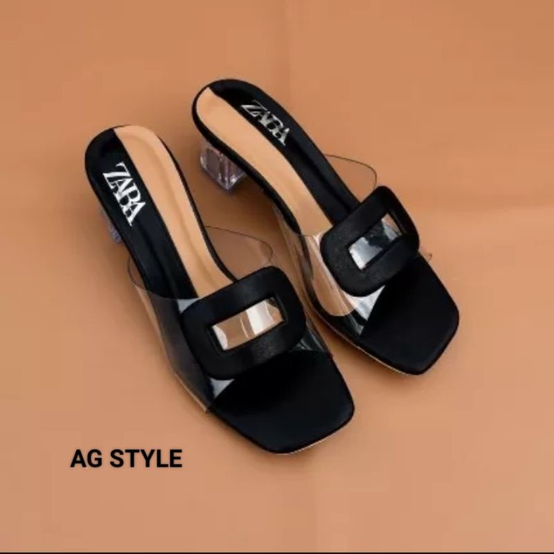 Terlaris Sandal Heels Hak Tahu Kaca Heels Kaca 7Cm Terbaru Mika Kekinian Modis Trendy Sandal Wanita