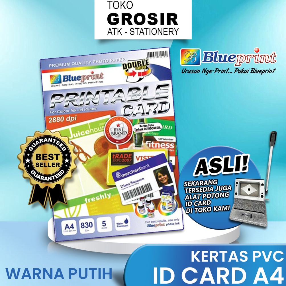 

[CODE BARANG 505NHA] IDcard ID Card A4 BLUEPRINT Printable Card White Kertas PVC Double Side 830 Micron 172