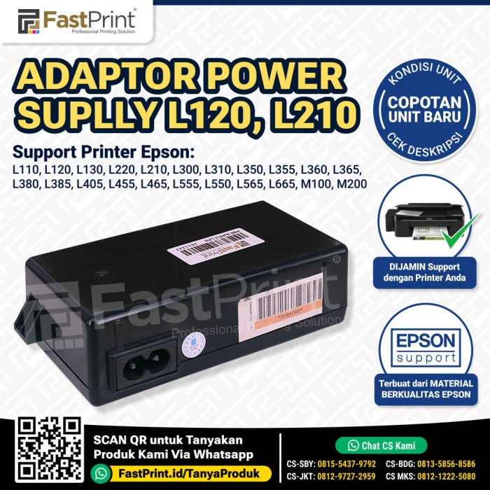 BRG BARU Adaptor Power Supply Printer Epson L110 L120 L130 L220 L210
