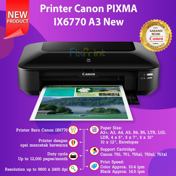 Printer Canon PIXMA IX6770 IX 6770 IX-6770 Print A3 GARANSI RESMI