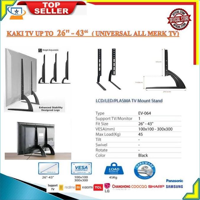 Bracket Kaki Tv Stand Led Lcd Monitor 24"-65 Inch All Merk Universal