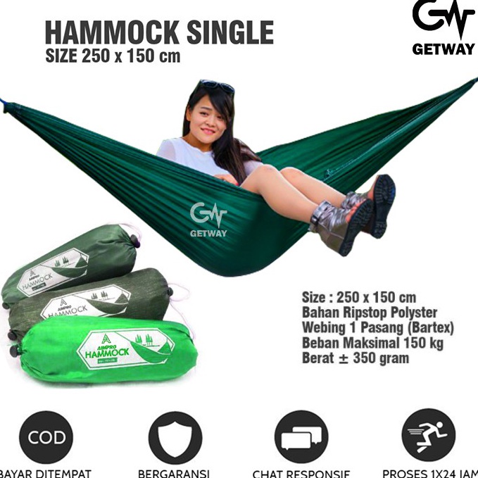 Terjamin Bagus Aimpro Hammock Single Ayunan Gantung Dewasa ( 250 x 150 cm ) 8K7