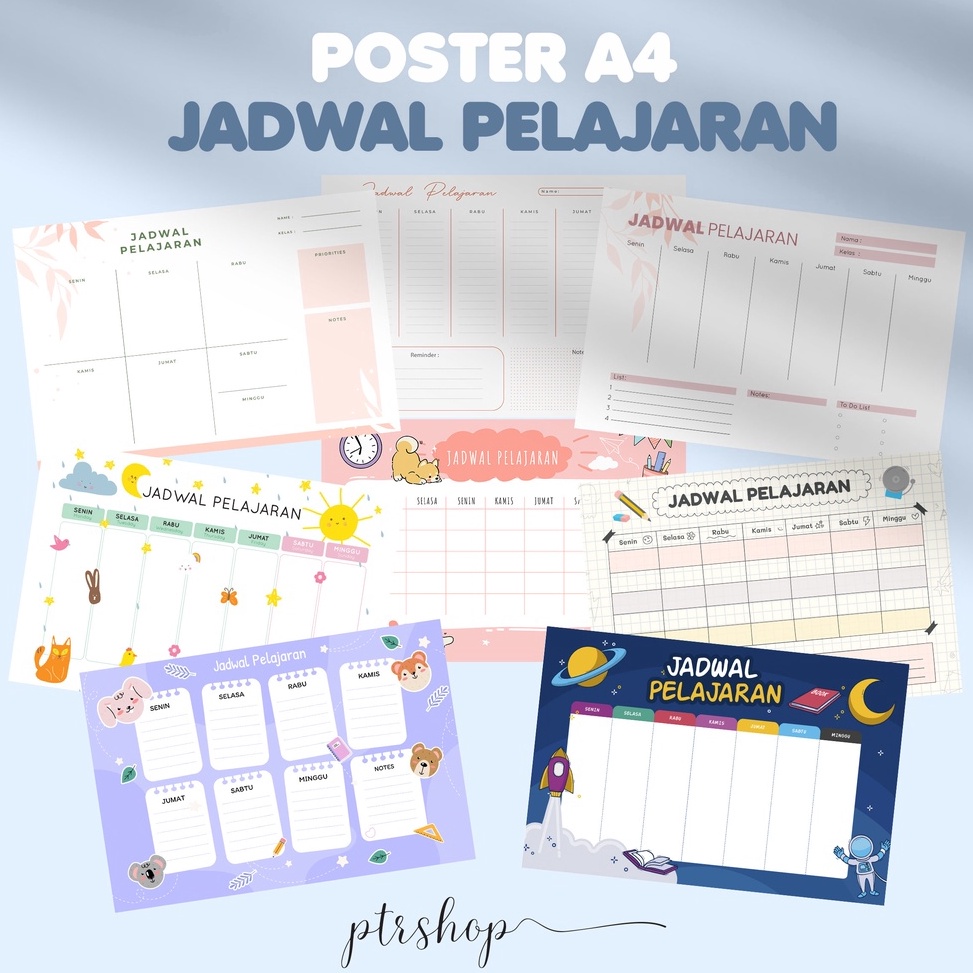 

xatr -94 PROMO POSTER JADWAL PELAJARAN SEKOLAH WEEKLY SCHOOL SCHEDULE 20x30 Diskon