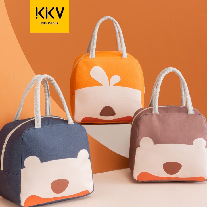 Terbaru KKV - 40000KM Lunch Bag Tas Bekal Makanan Thermal Tahan Panas Dingin Blue / Brown /  Orange 