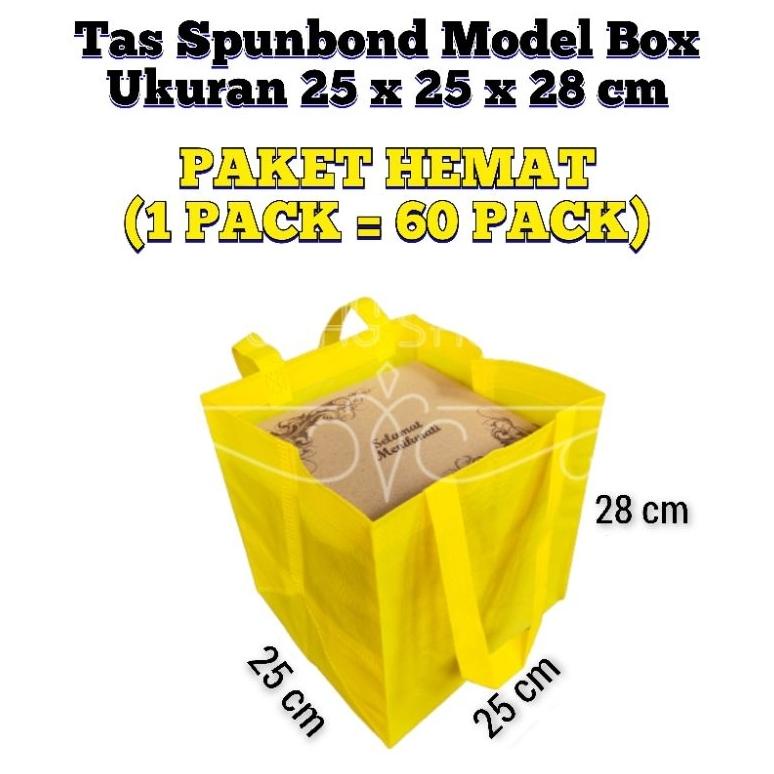 

CUCI GUDANG (1 PACK = 60 PCS) TAS SPUNBOND 25X25 CM TINGGI 28 CM / TAS BOX NASI / TAS HAJATAN / GOODIE BAG / TAS HAMPERS / SHOPPING BAG / TAS PROMOSI / TAS SEMINAR