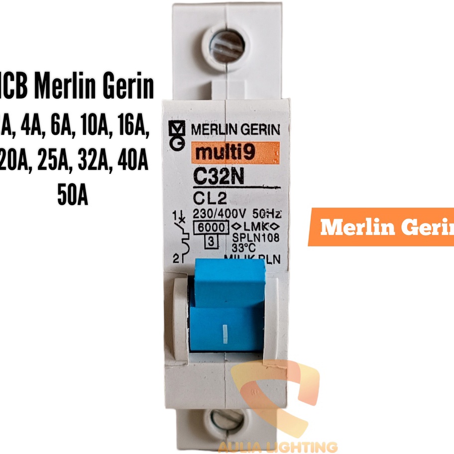 LPL879 MCB MULTI9 2A 4A 6A 10A 16A 20A 25A 32A 40A 2 AMPERE MERLIN GERIN PLN 450W CL2 SPLN BREKER ==