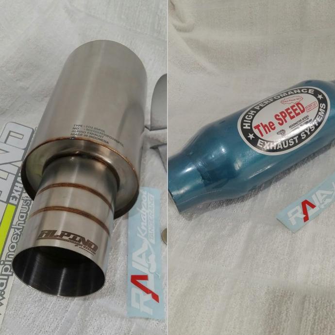 muffler alpino F03 baby kering + resonator speed pendek