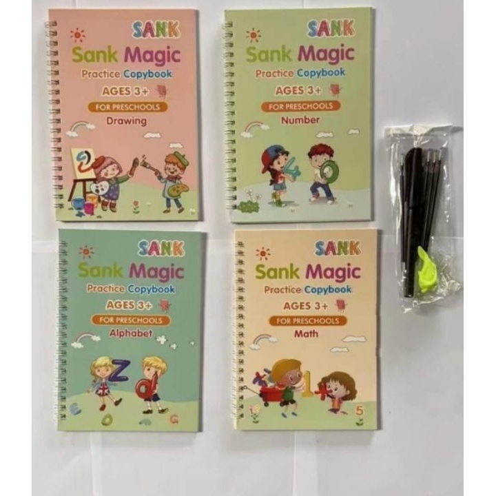 

✾Ready❉➱ BUKU SANK MAGIC VIRAL 1 SET | 4 IN 1 ( 4 BUKU-PULPEN + REFIL ) / 1 D95 ✲