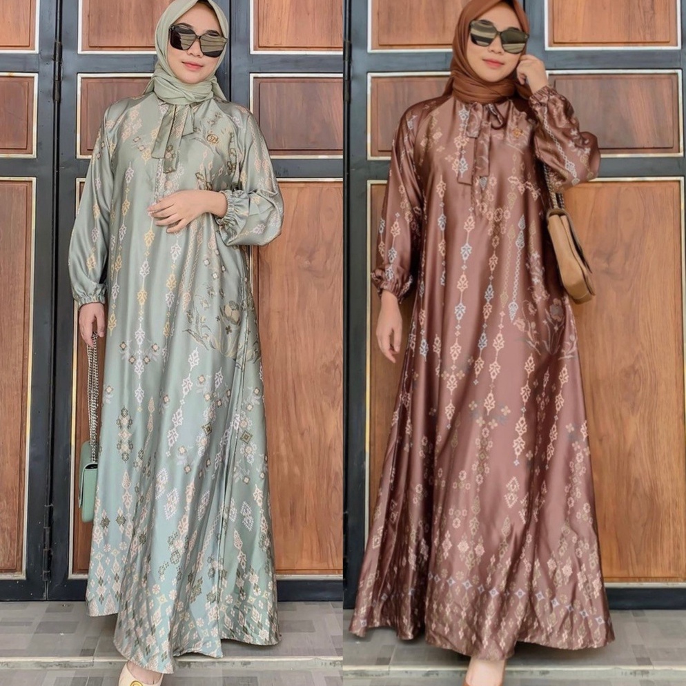 Special Price Azkayla Amara Dress Gamis Pesta Couple Silk Premium Busui All Size